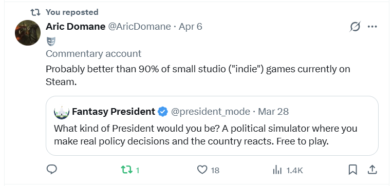 Player review of President Simulator
