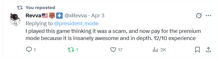 Player review of President Simulator